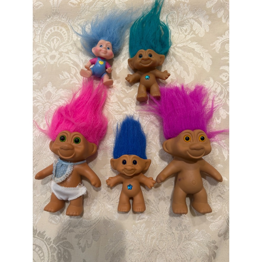 Vintage 90s Troll Doll Lot of 5 TNT Ace Novelty GTI Mixed Hair Colors 1991 1993